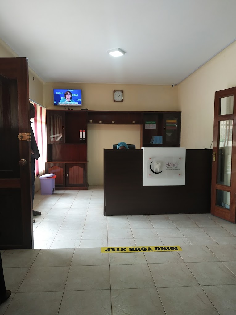Dental reception area with a person